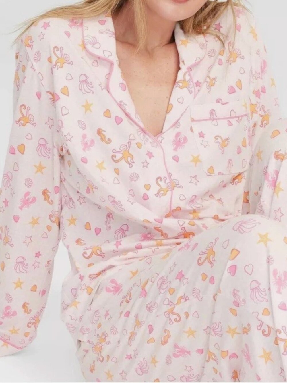 Sea Life Long Sleeves and Pants Pajama Set Pink - Roller Rabbit x Target size XL